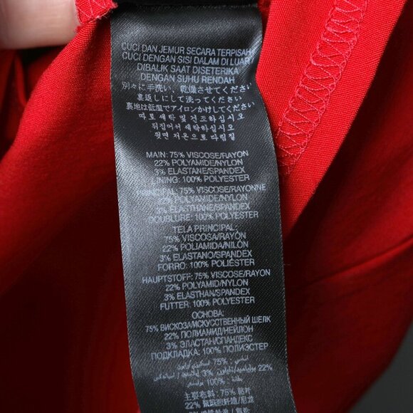 Lipsy London One-Shoulder Red Sheath Dress Asymmetrical-Pleat Cutout Stretch 12 - Picture 9 of 12